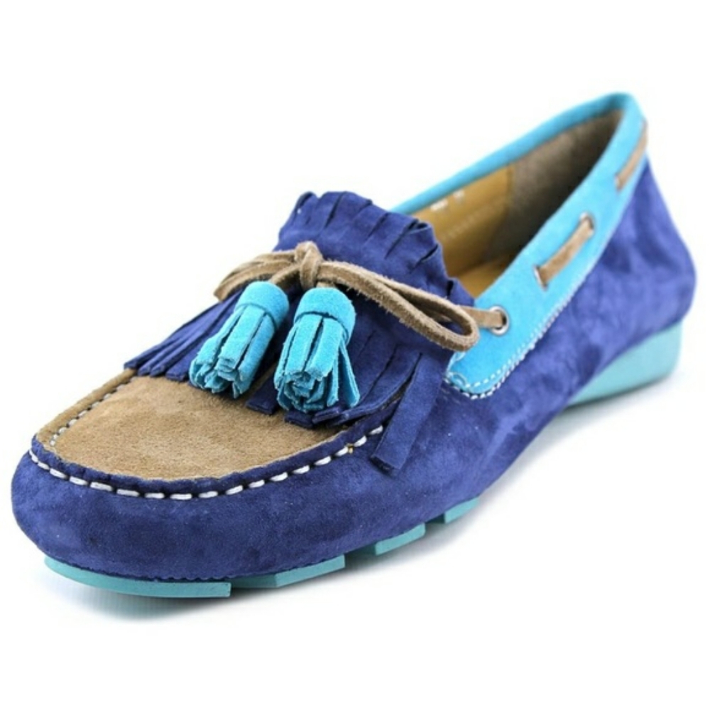 Vaneli Suede flats size 9 with blue, aqua and tan
